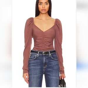 NWT Bobi Women's Ruched long sleeve Top in Pinot size S